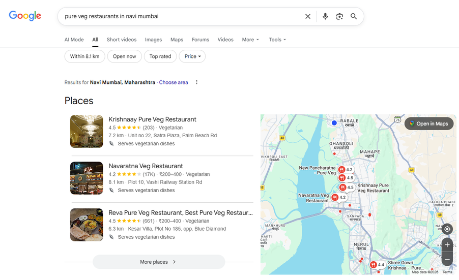 Google local pack screenshot